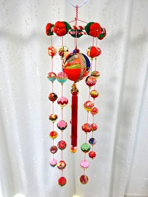 【1】縁起の良い　柳川さげもん　木目込み鞠　吊るし飾り　ハンドメイド　ひな祭り