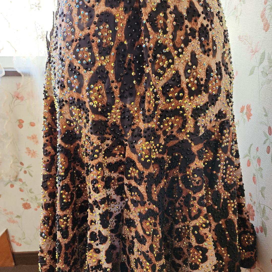 お値下げします！社交ダンス　ラテン　ＬからＬＬヒョウ柄 フレアダンスドレス