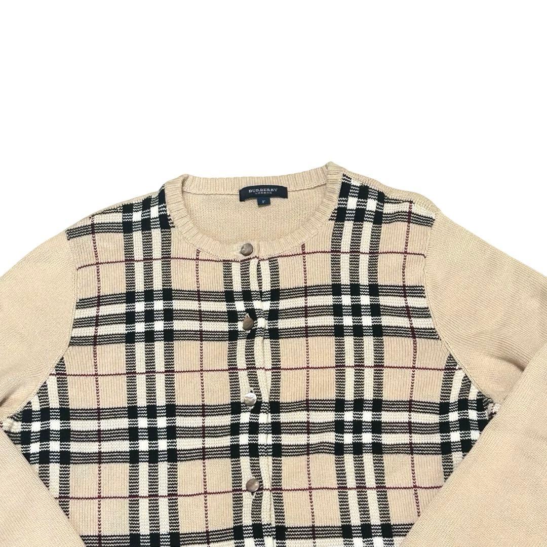 【美品】バーバリーロンドン ノバチェック コットン　カーディガン シェルボタン