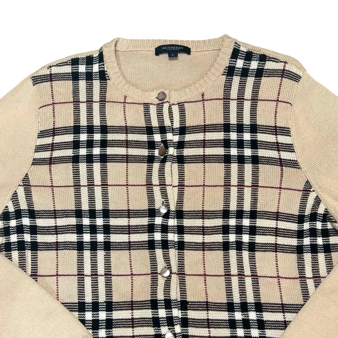 【美品】バーバリーロンドン ノバチェック コットン　カーディガン シェルボタン