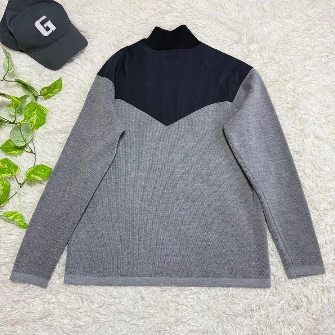 【デサントゴルフ】ハーフジップ ニット 肉厚 グレー Lサイズ メンズ