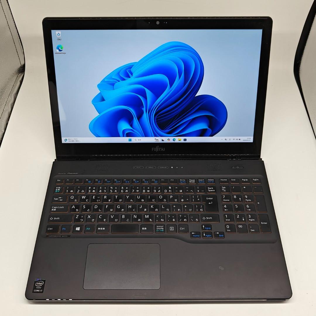 【富士通】AH77 高速i7 SSD256GB 8GB ブラック ノートPC