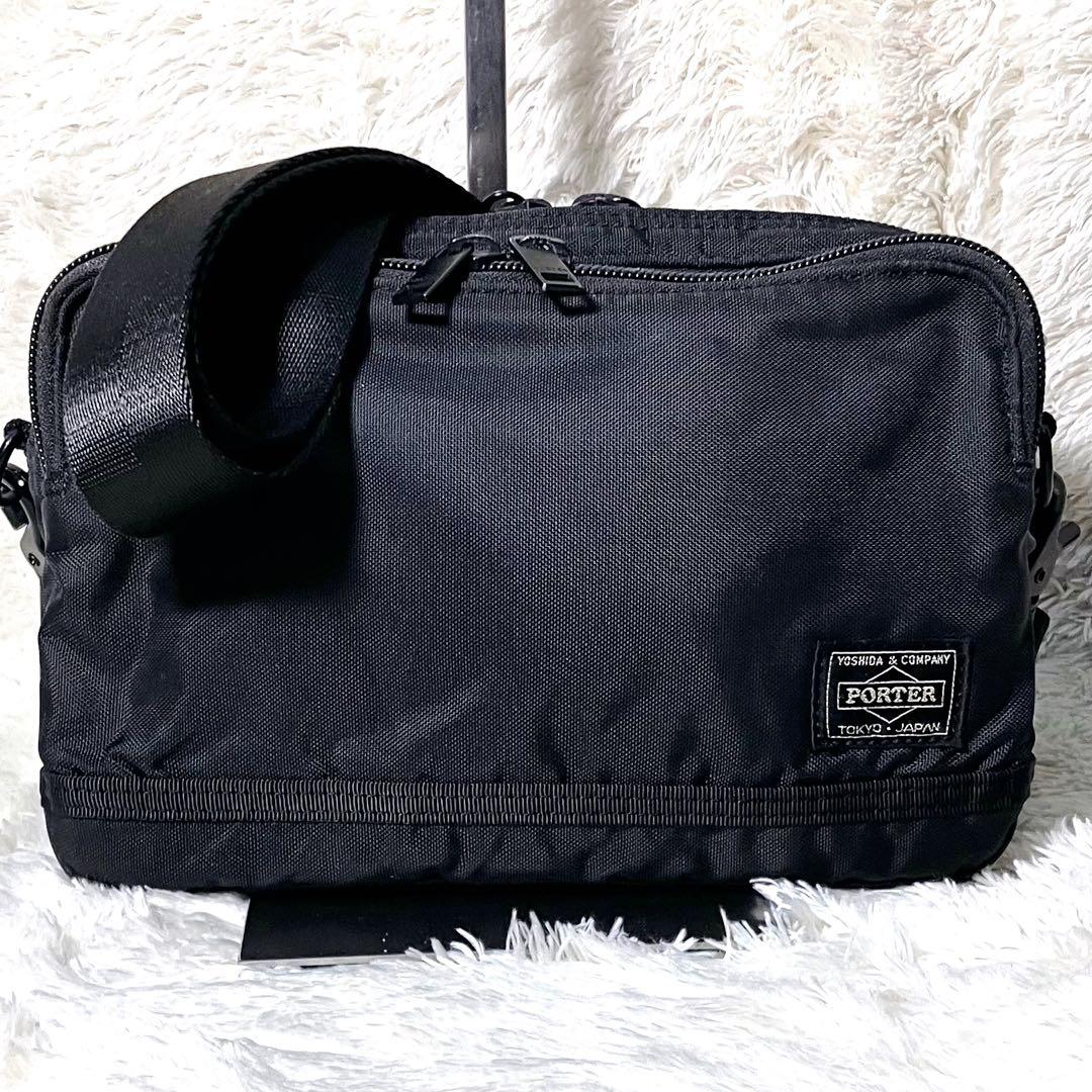 【美品】PORTER ポーター 吉田カバン フラッシュショルダーバック 2層　黒