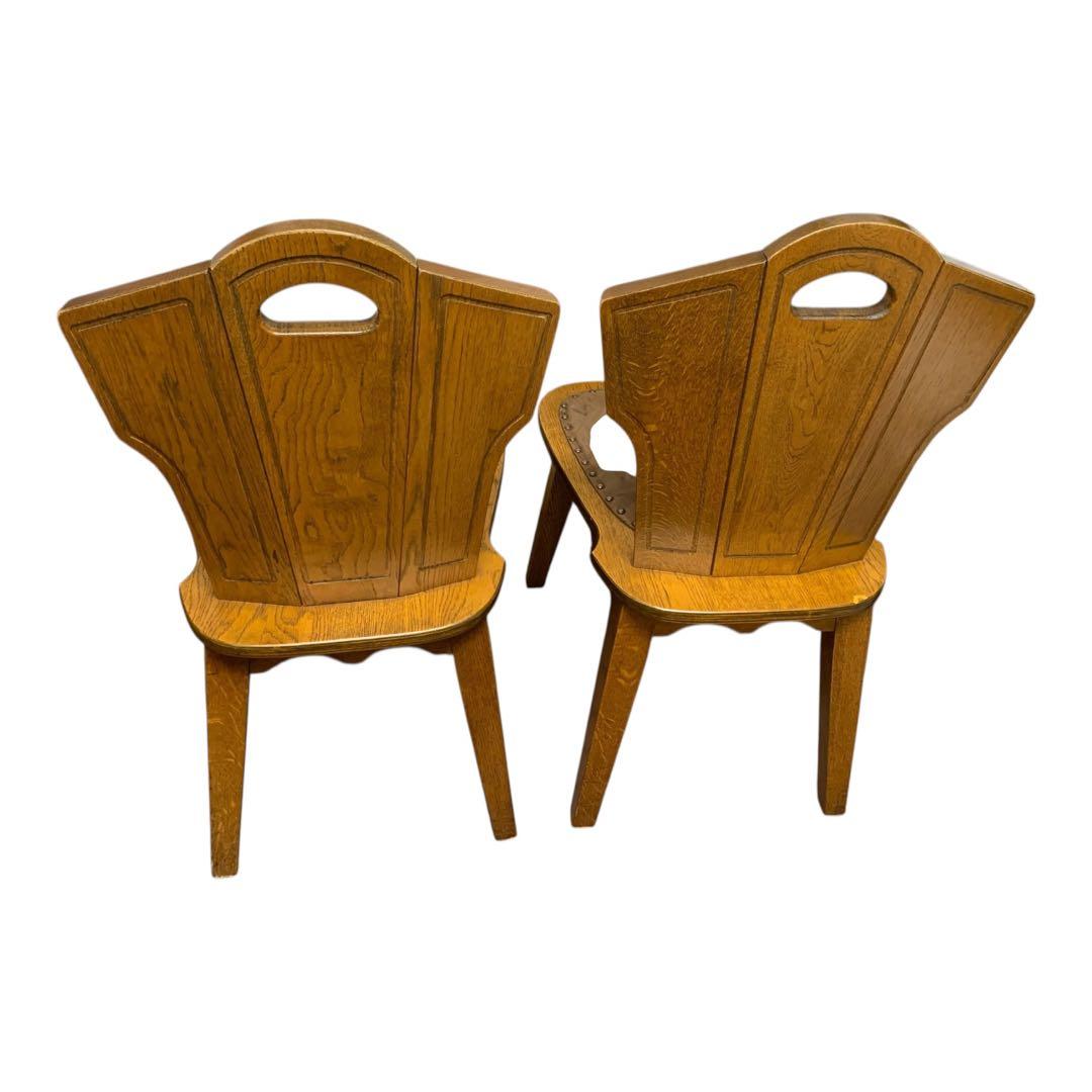 木製ハンドル付き　クラシック　ダイニングチェア　2脚セット　アンティーク