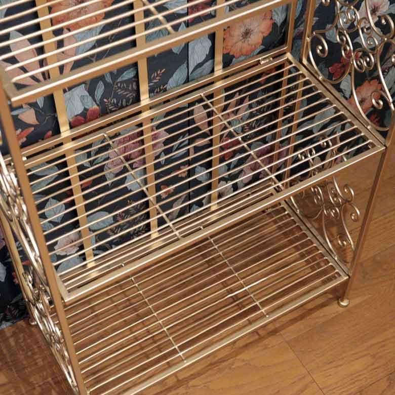 3段シェルフ アルミ 折り畳み シャンパンゴールド