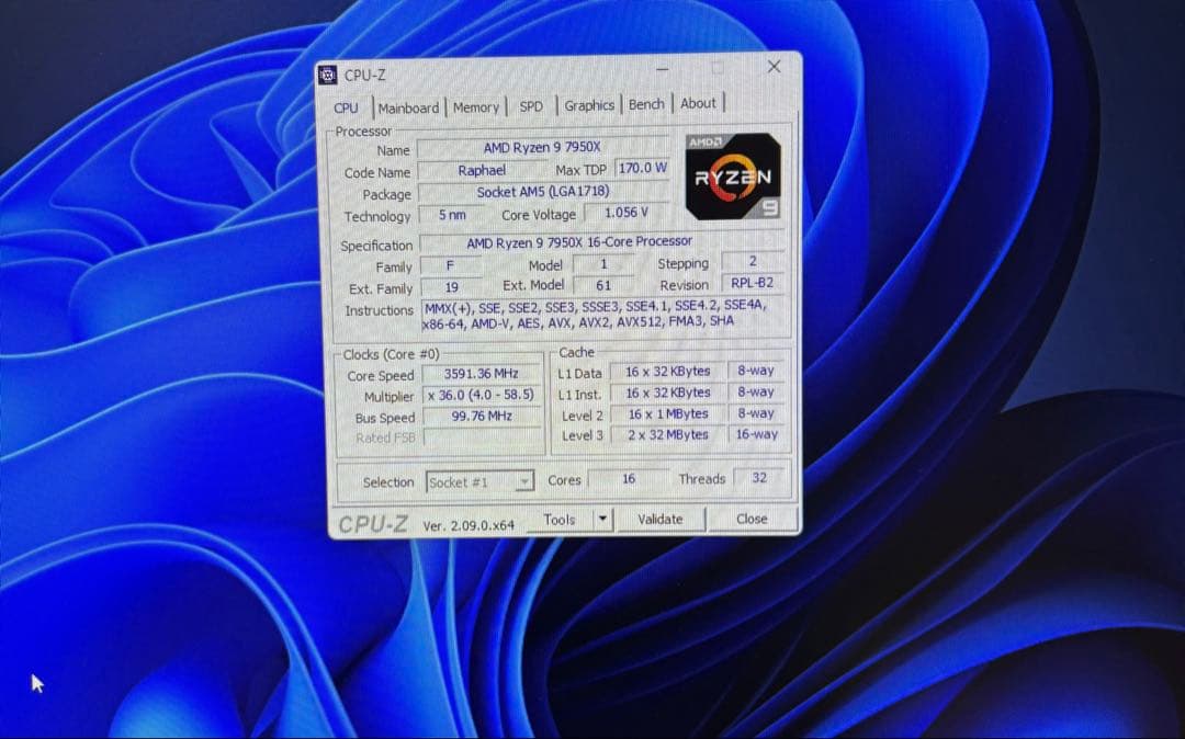 Ryzen 9 7950X、ＣＰＵ.AM5