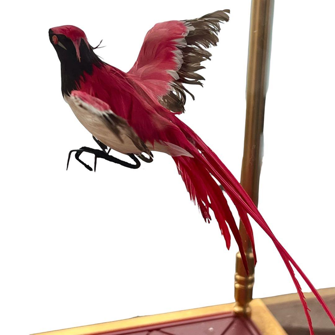 孔雀　置き物　時計付き　ガラスケース入り　昭和レトロ　飛行