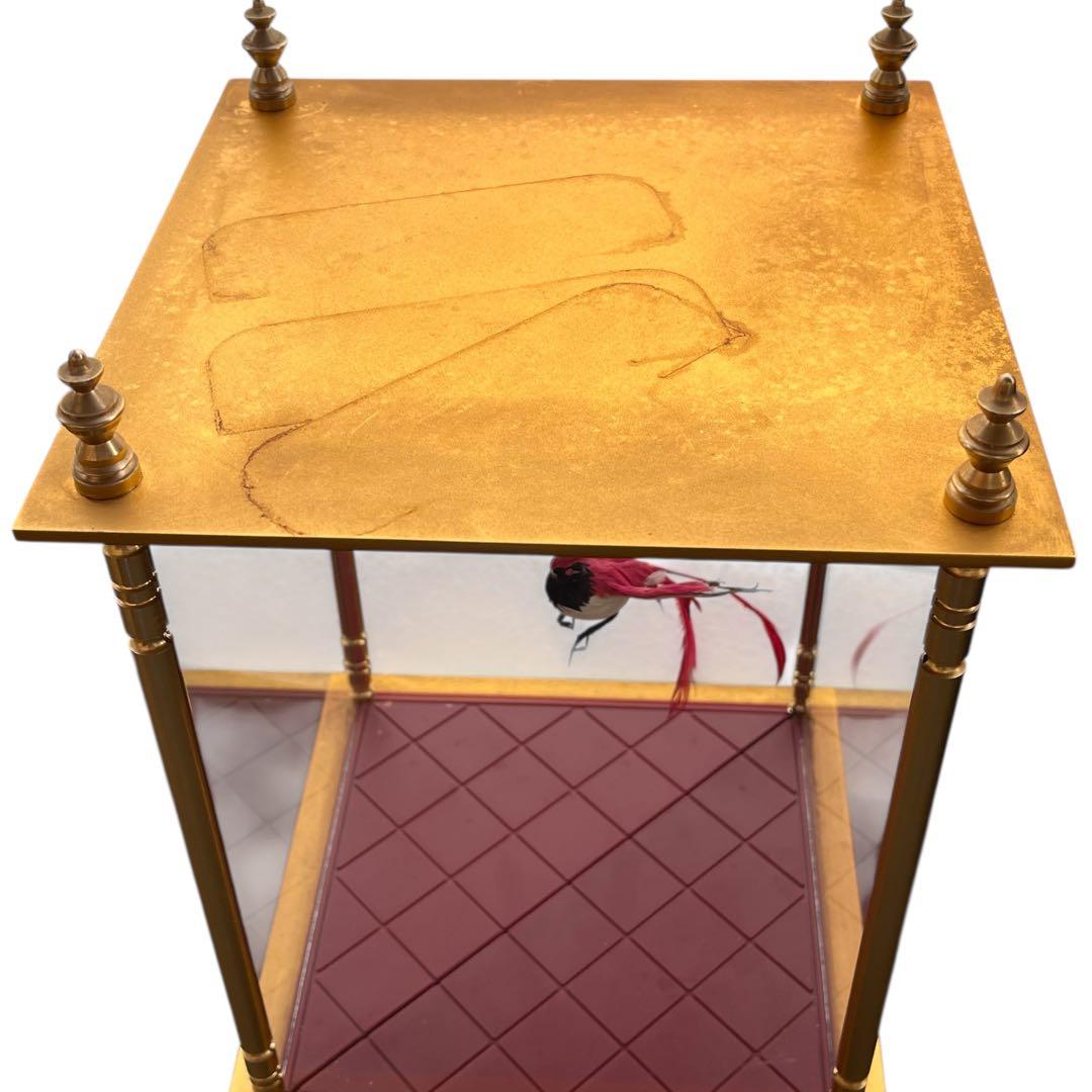 孔雀　置き物　時計付き　ガラスケース入り　昭和レトロ　飛行