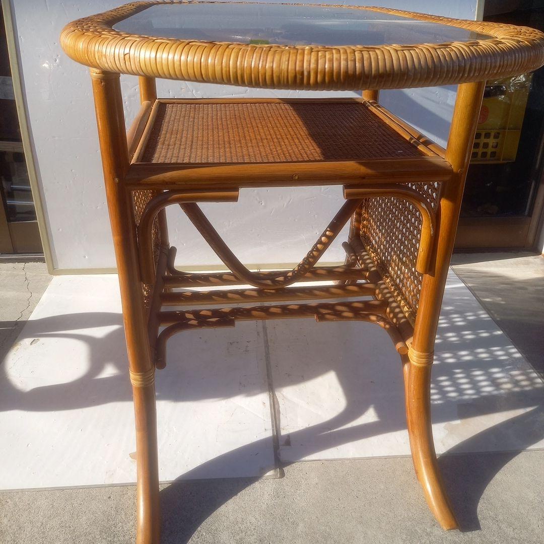 （籐）製アクセントテーブル チェア 2脚 ３点セット