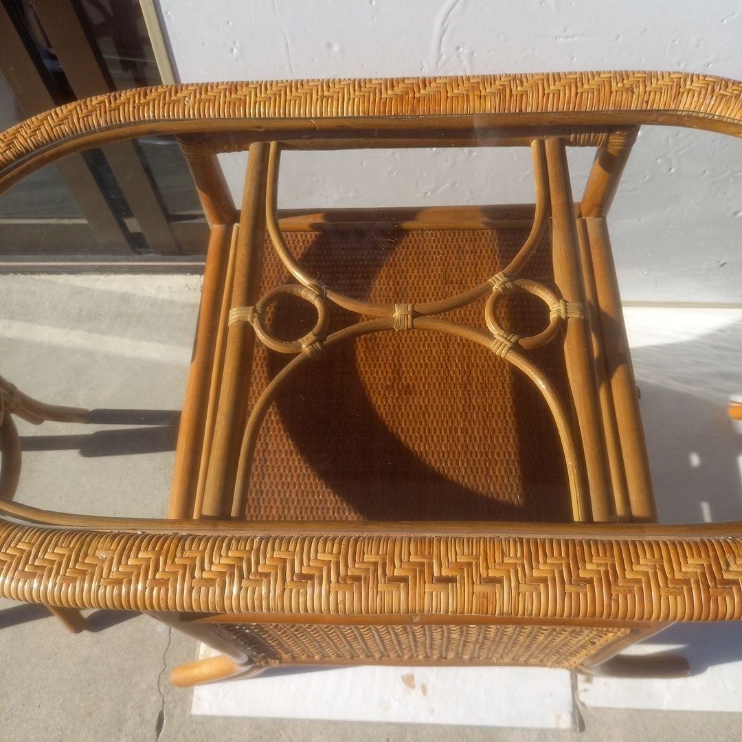 （籐）製アクセントテーブル チェア 2脚 ３点セット