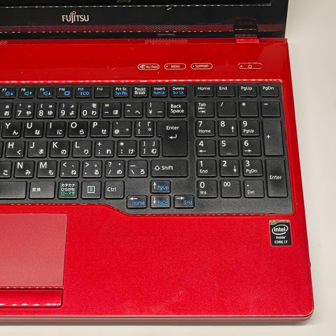 【富士通】AH53 高速i7 SSD512GB 16GB レッド ノートPC