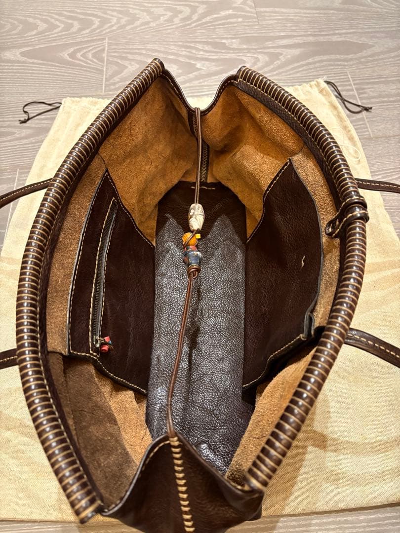 HENRY ダークブラウン レザーショルダーバッグ