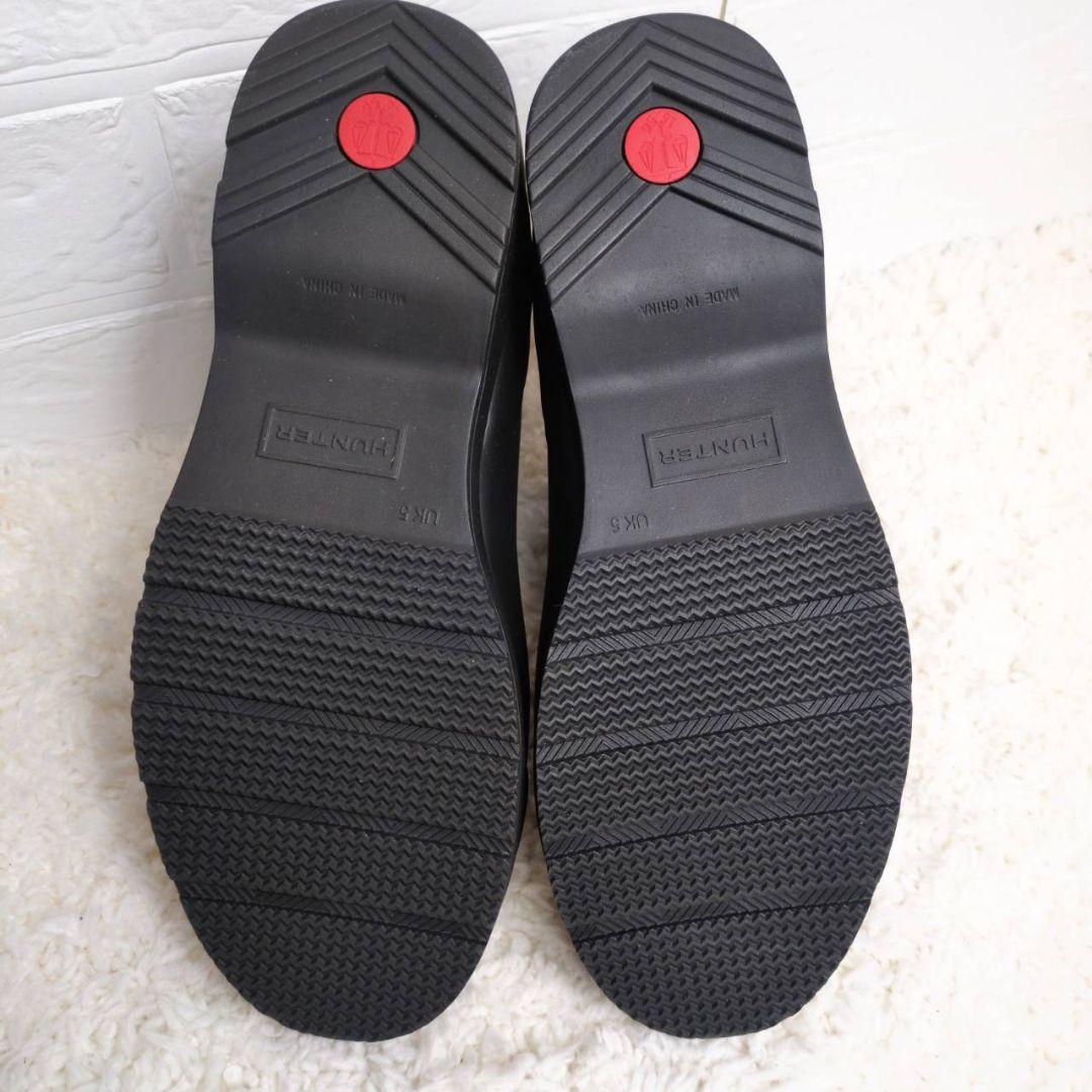 HUNTER ブラック ショートブーツ レインブーツ サイドゴア 24㎝