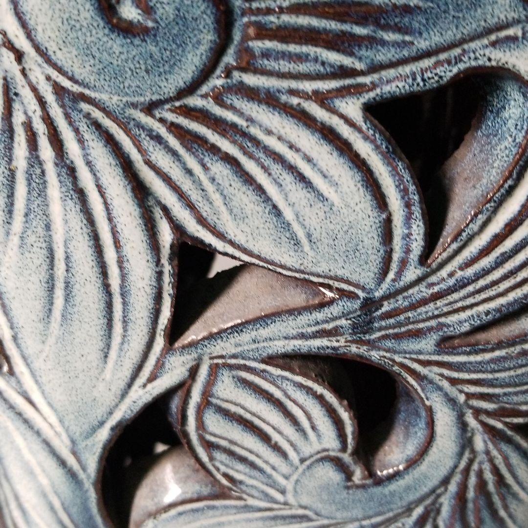 信楽焼傘立て 正角格子彫 信楽焼 高さ４３cm