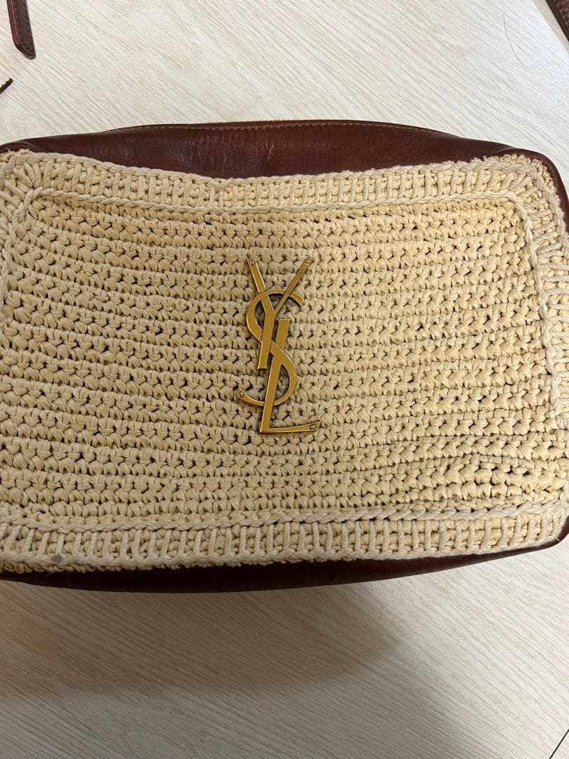 SAINT LAURENT かごバッグ ブラウン/ベージュ タッセル付き