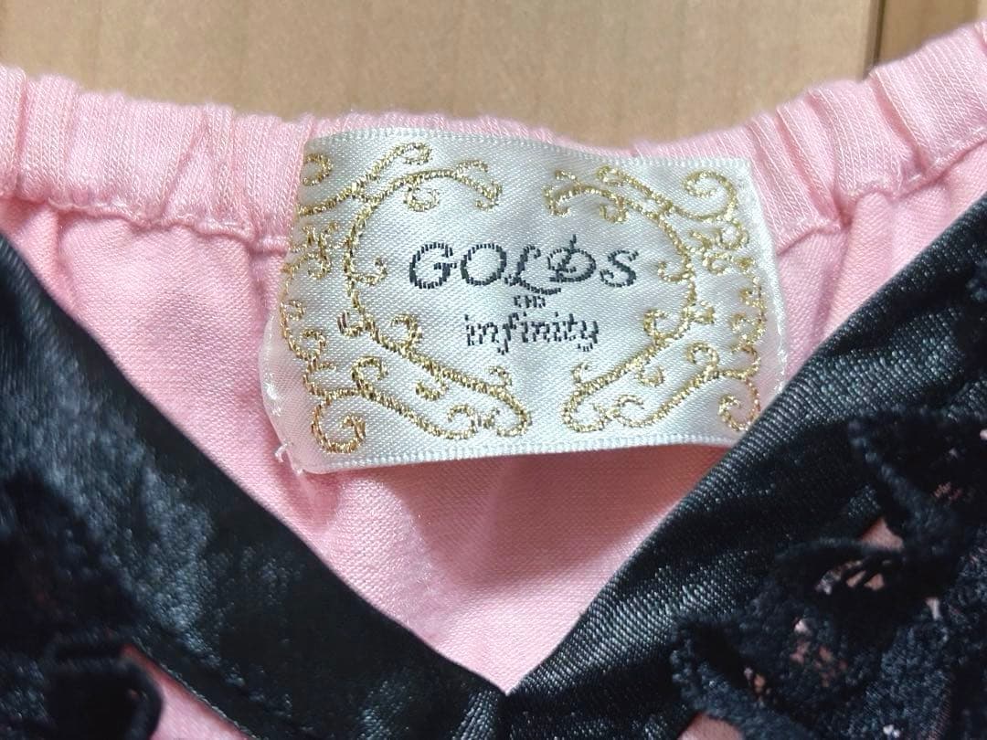 GOLDS♡肩紐チェーン♡ビジュー付き段々フリルレース♡キャミトップス♡ピンクM