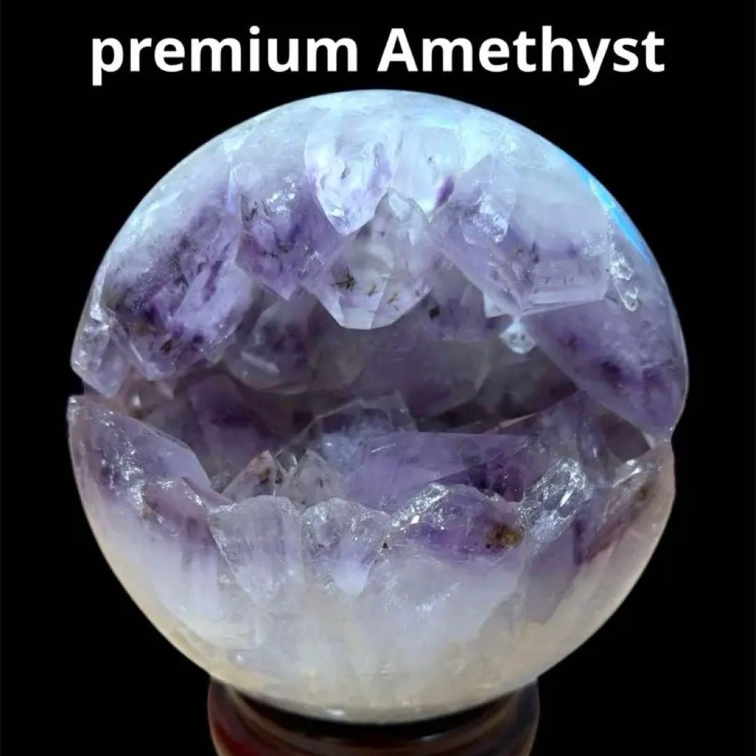【超特大】プレミアムアメジスト　カコクセナイトインアメジスト　笑口　スフィア