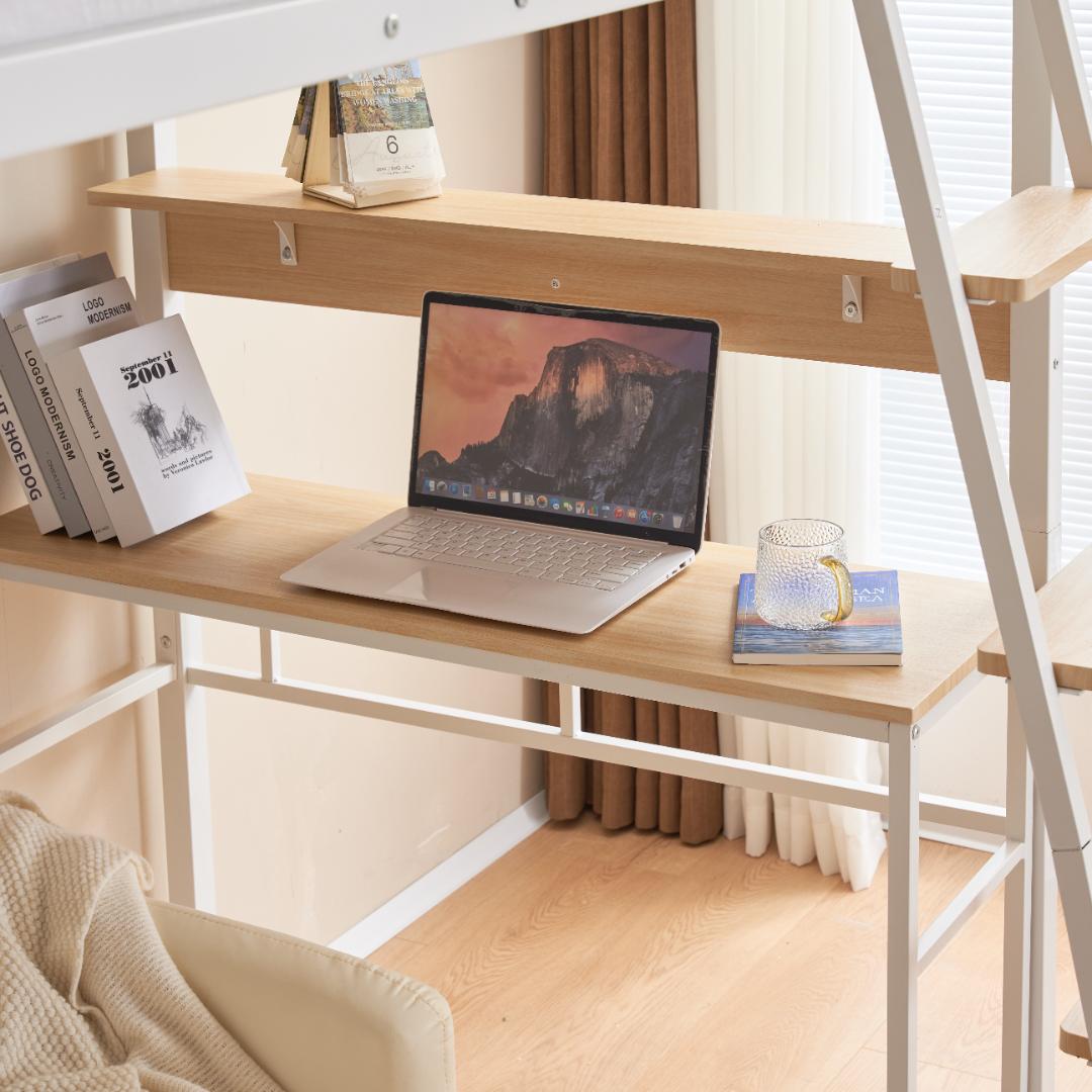 超人気✨！ロフトベッド（S）コンセント・デスク付き 一人暮らし　WHITE