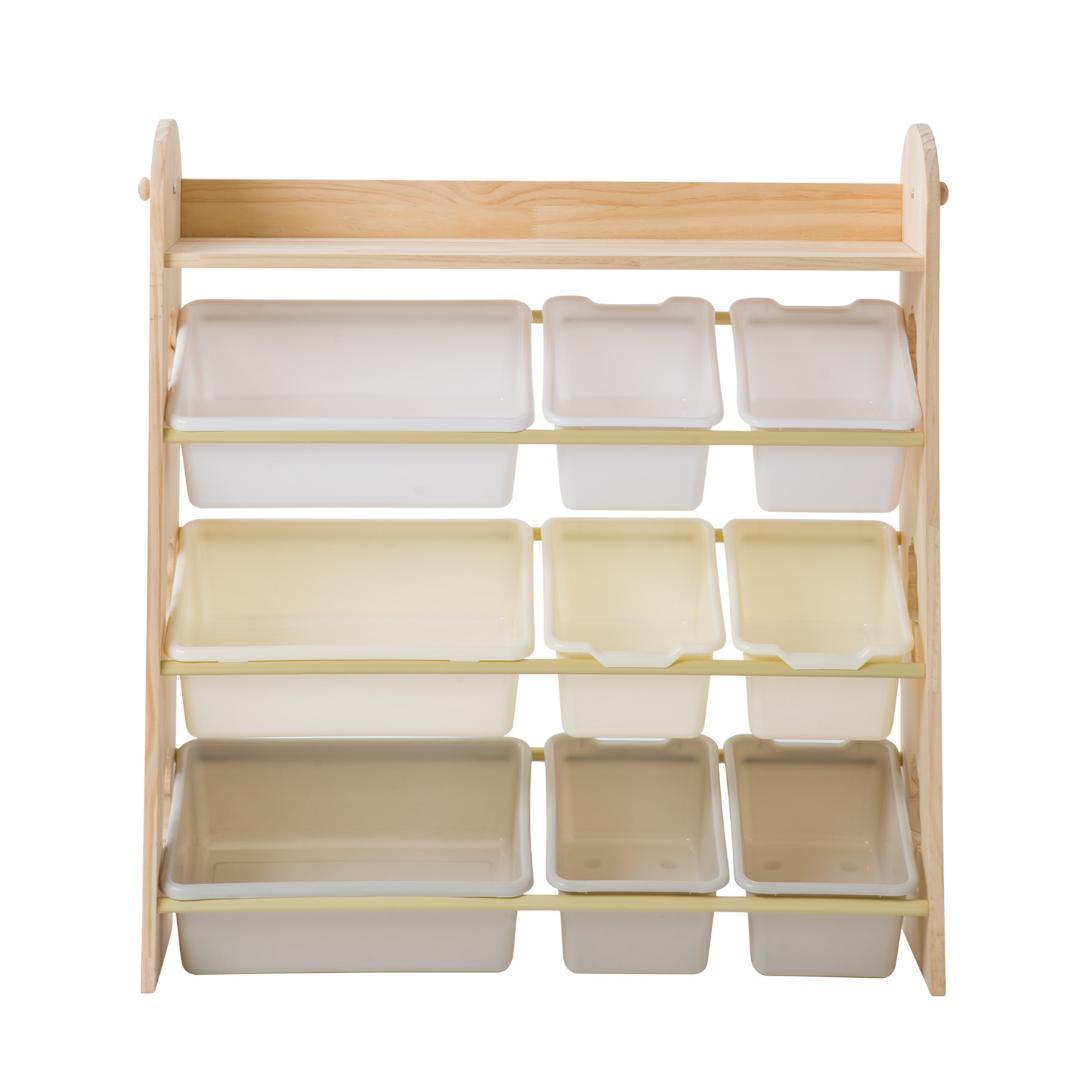 天然木 オモチャ収納 ラック おもちゃ箱 おしゃれ ワイドタイプ 大容量 絵本棚