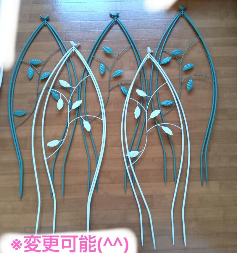 2個セット　白　ミニオベリスク トレリス 鳥 ガーデニング　支柱 バラ つる花