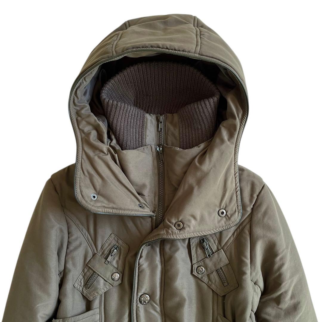 00s y2k デカフード グランジ リブ ミリタリー コート 中綿 ギミック