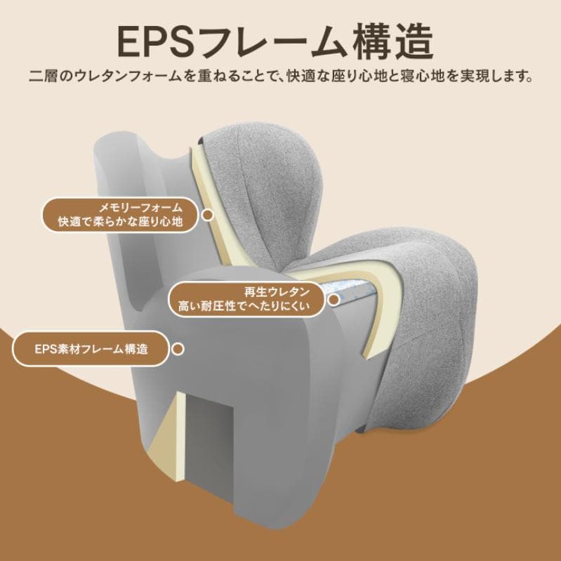 ソファー 1人掛け 座椅子 チェア 一人 ローチェア 耐荷重120kg（グレー）