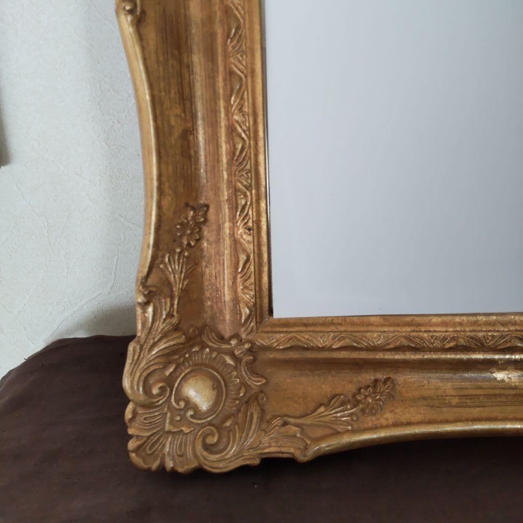 アンティークミラー　(ゴールド)