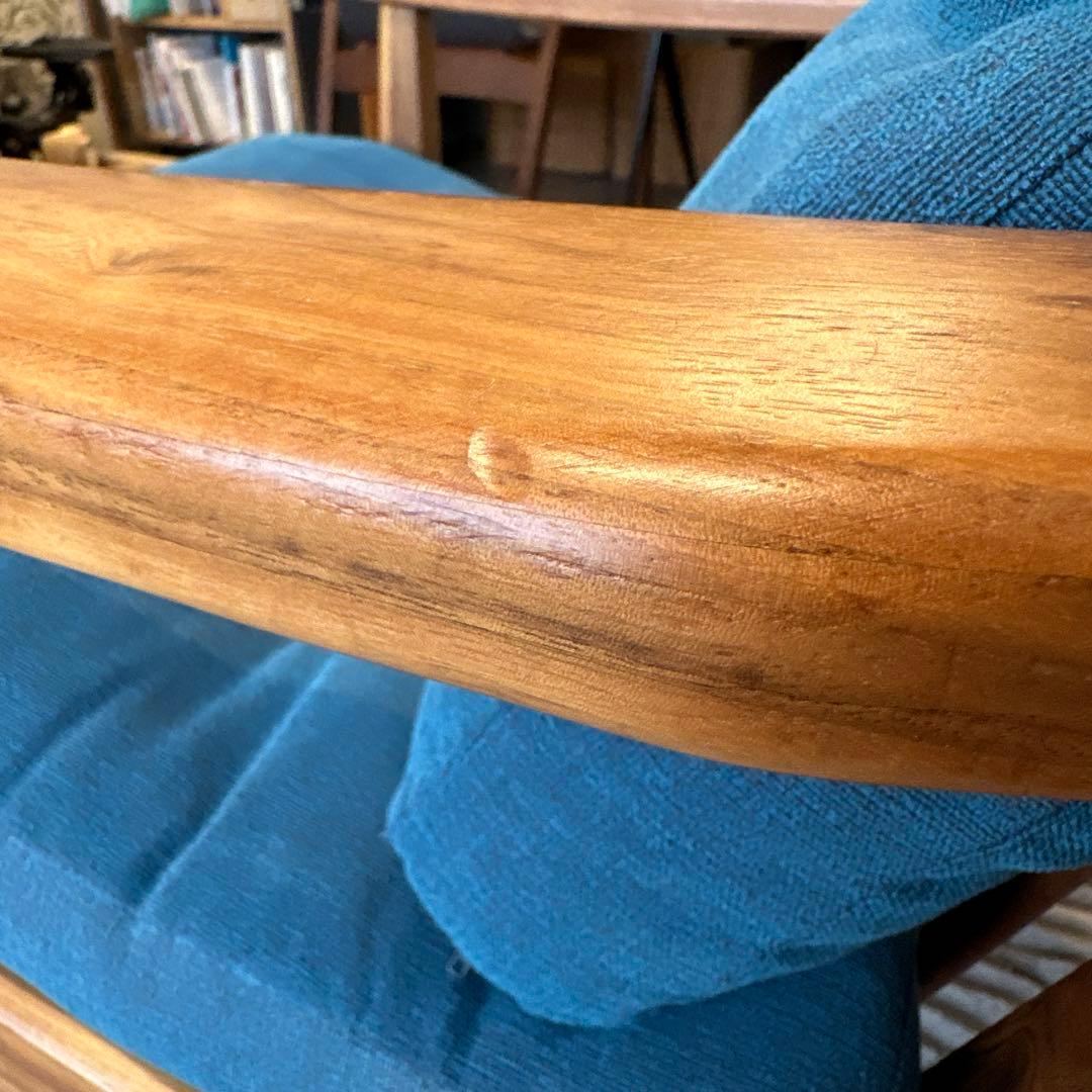 【マルニ60】ウォールナット&ブルー　1人掛けソファ