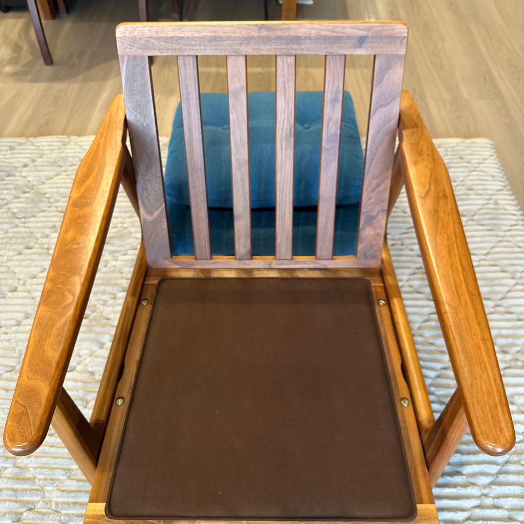 【マルニ60】ウォールナット&ブルー　1人掛けソファ