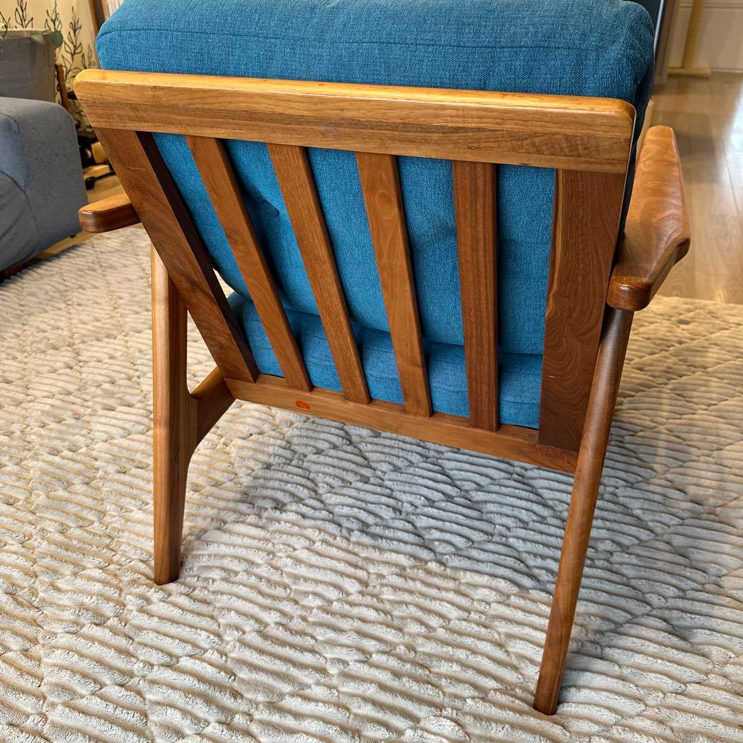 【マルニ60】ウォールナット&ブルー　1人掛けソファ