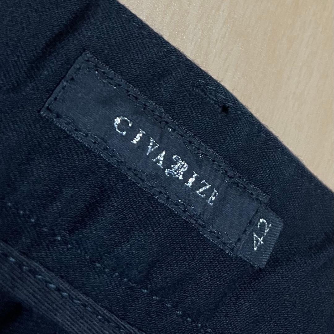 専用品 00s CIVARIZE スタッズ ダメージ ジップ スキニーデニム 黒