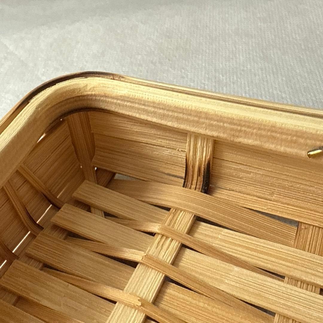 松田由紀 角物 蓋付き 竹かご 竹籠　バスケット