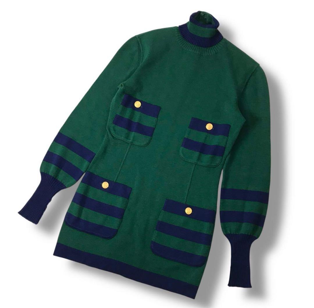 【希少】CHANEL 1990 シャネル　ウール ニット　ワンピース　タートル