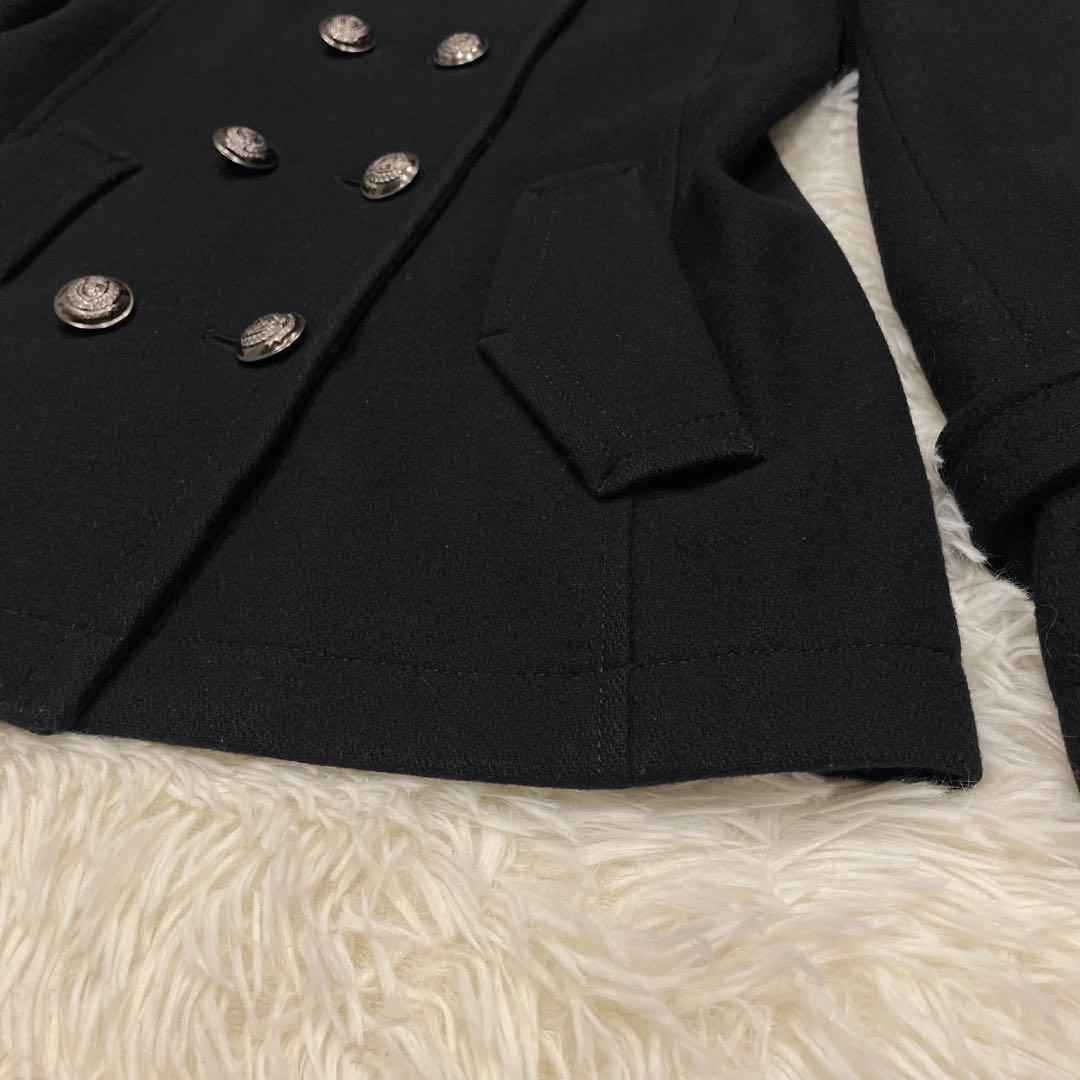 美品 BURBERRY ブルーレーベル ダブルブレスト Pコート ブラック