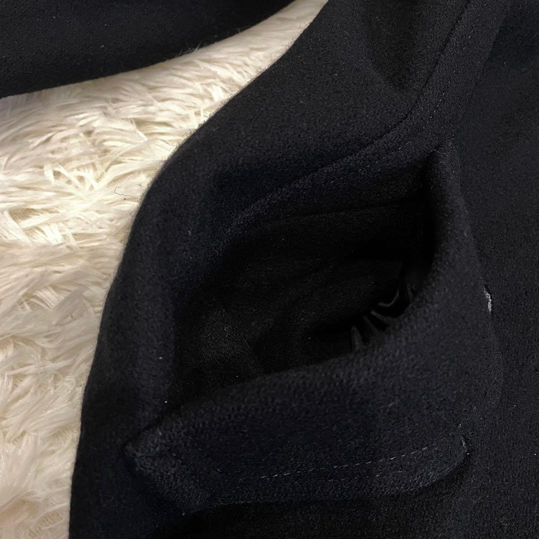 美品 BURBERRY ブルーレーベル ダブルブレスト Pコート ブラック