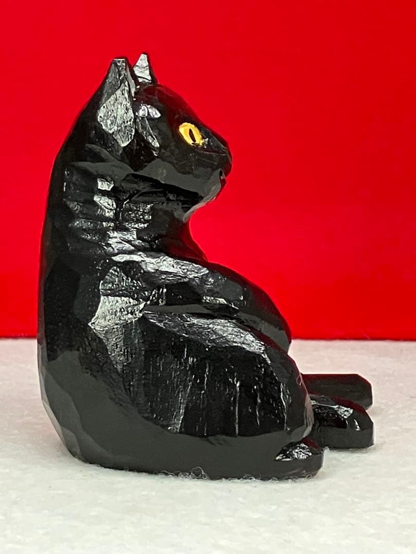黒猫（小）3体　木彫り　置物