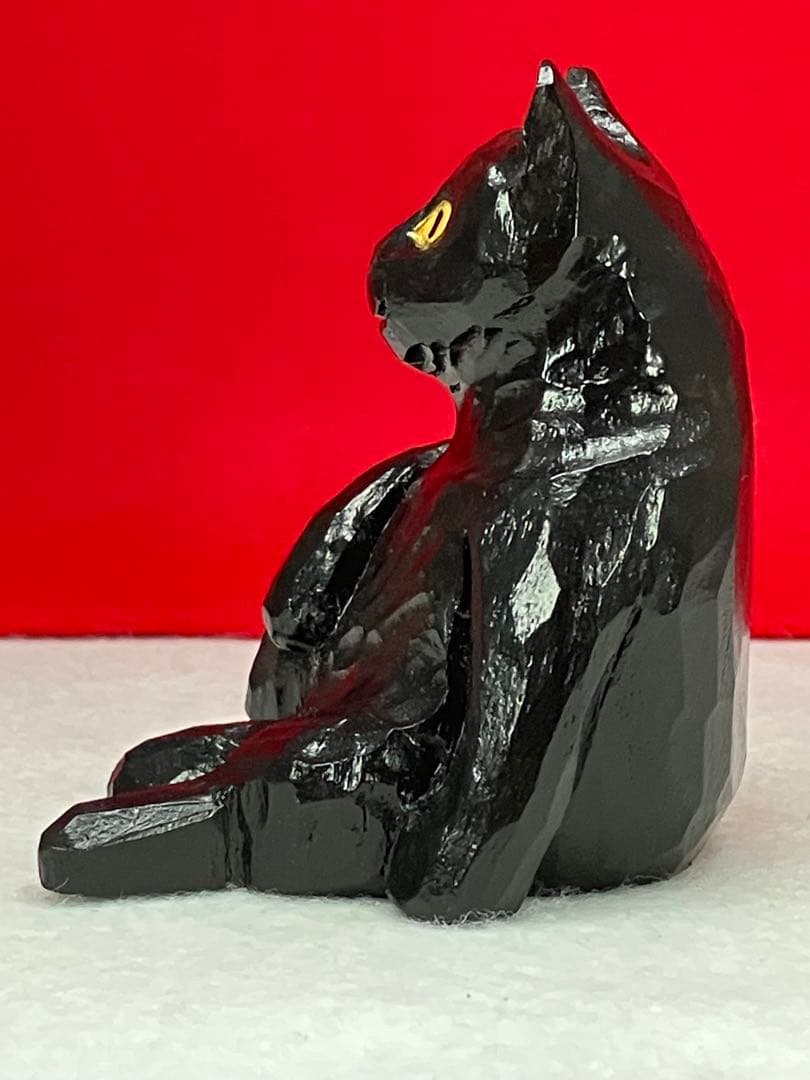 黒猫（小）3体　木彫り　置物