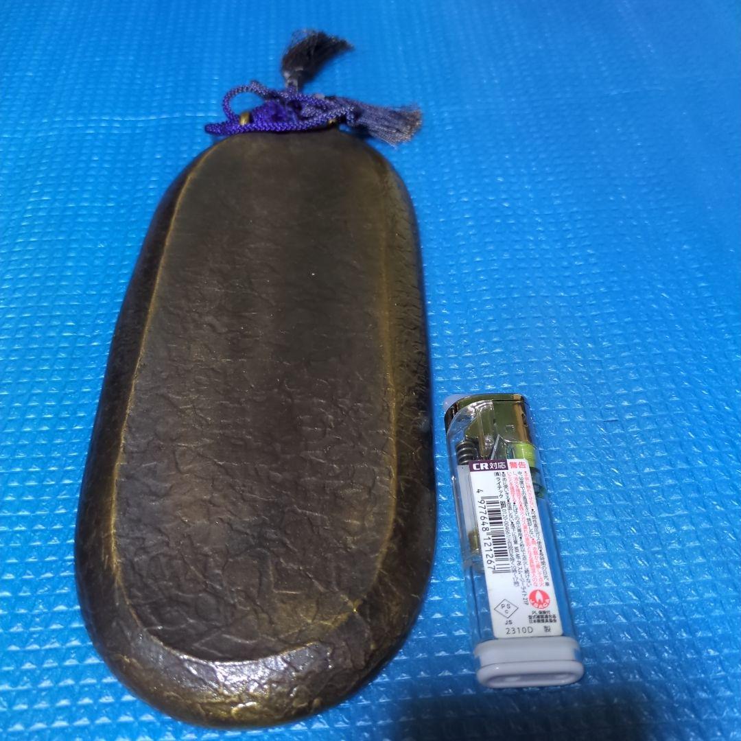 青銅製、高岡銅器、筆皿、治彦在銘
