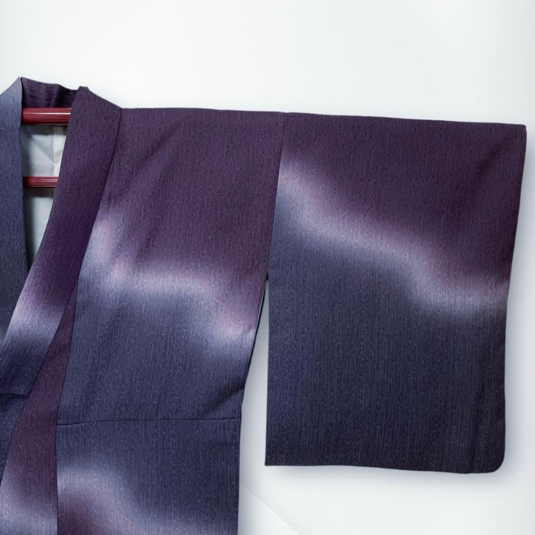 【美品✨】東レシルック　洗える着物　小紋　ぼかし染め　紫みの暗い灰　暗い灰紫F3