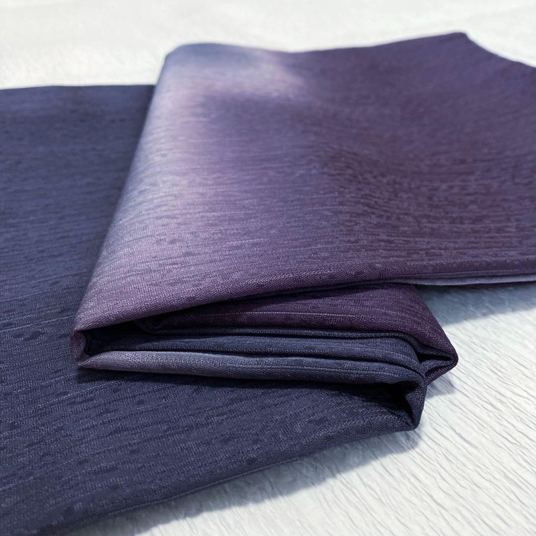 【美品✨】東レシルック　洗える着物　小紋　ぼかし染め　紫みの暗い灰　暗い灰紫F3