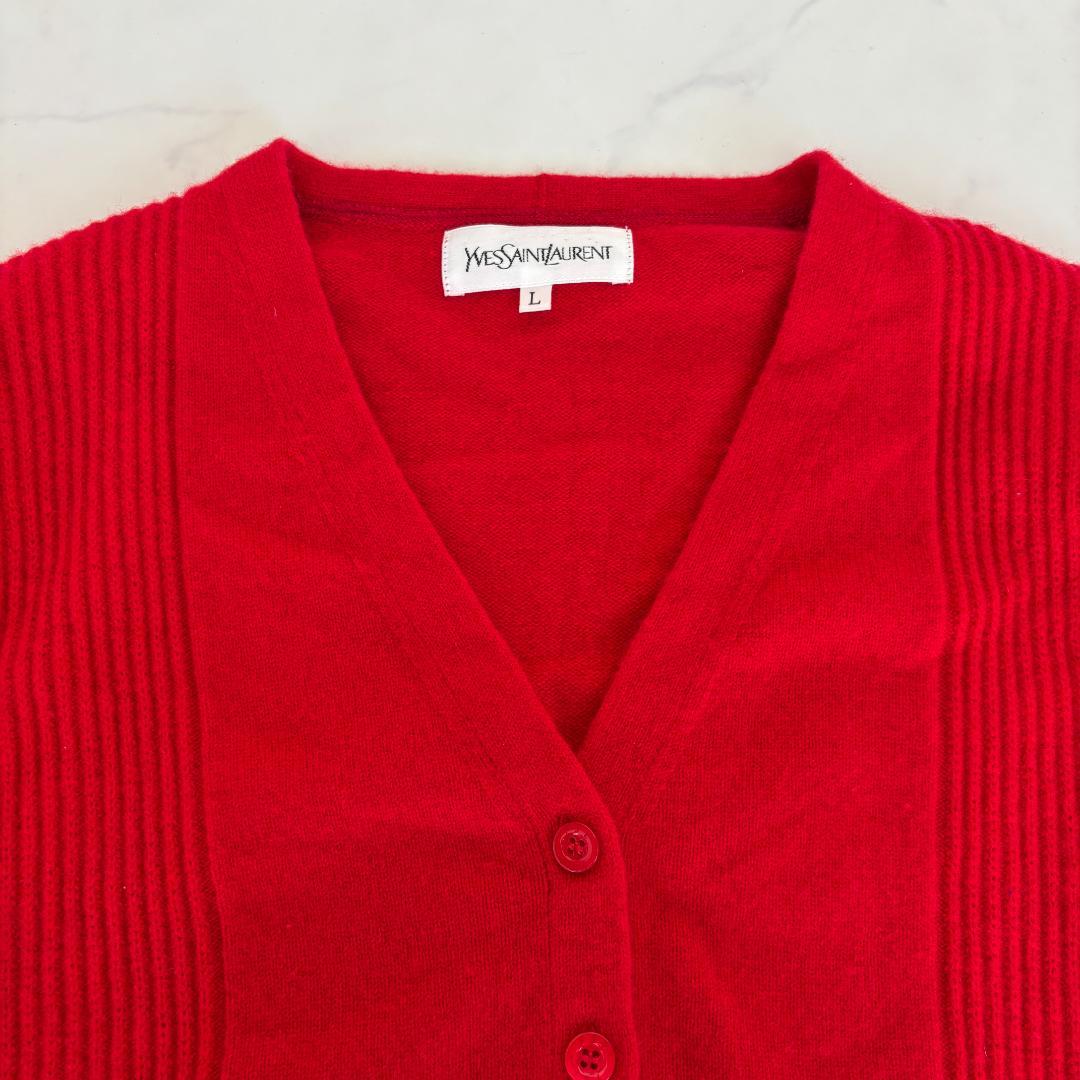 YVES SAINT LAURENT カーディガン 赤 L（D106）