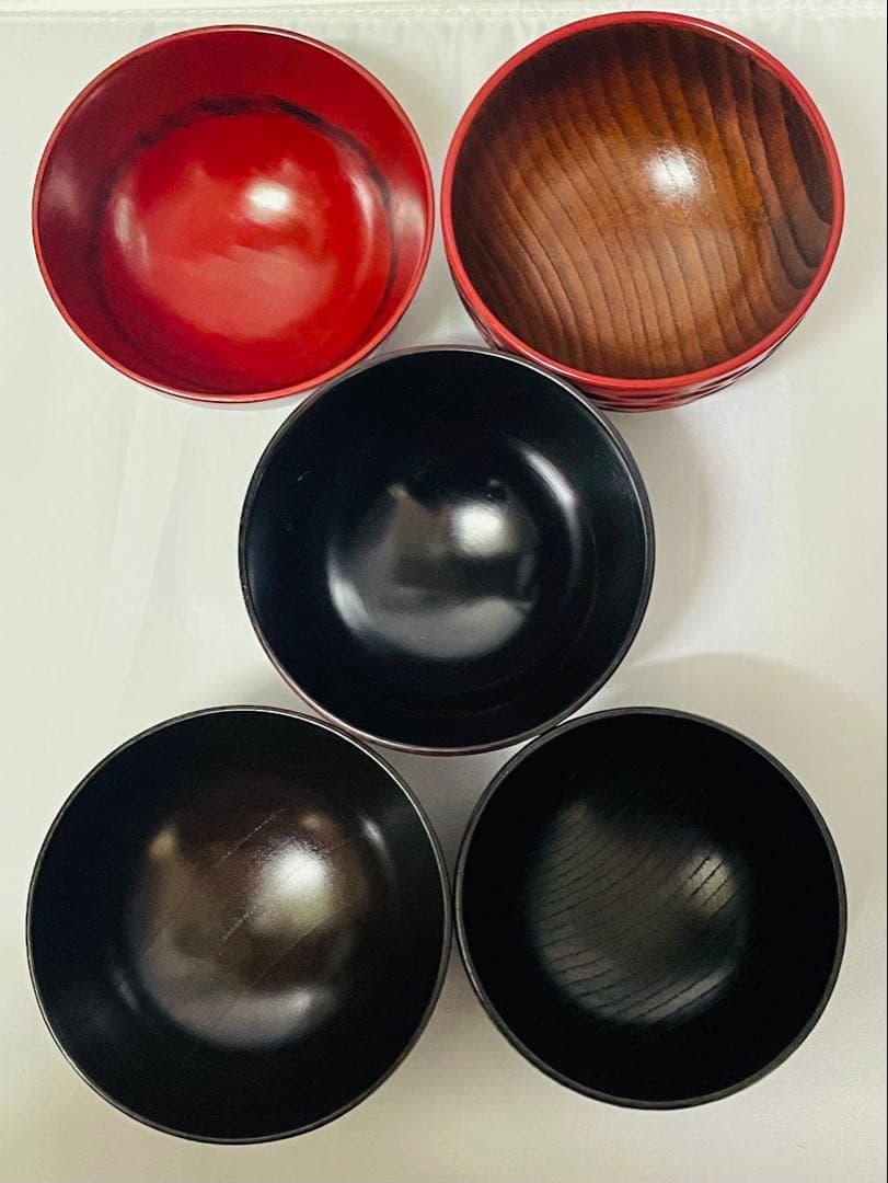 未使用品銘々木製漆器椀 5個セット