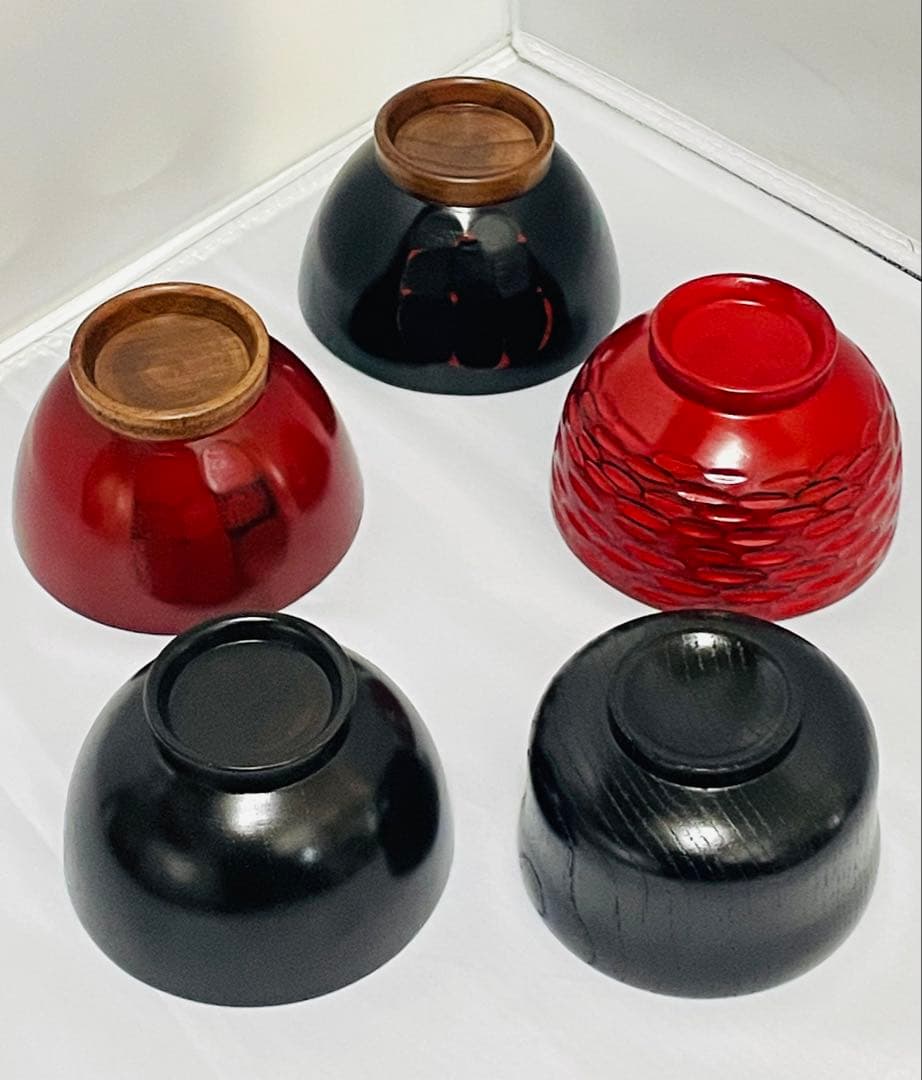 未使用品銘々木製漆器椀 5個セット