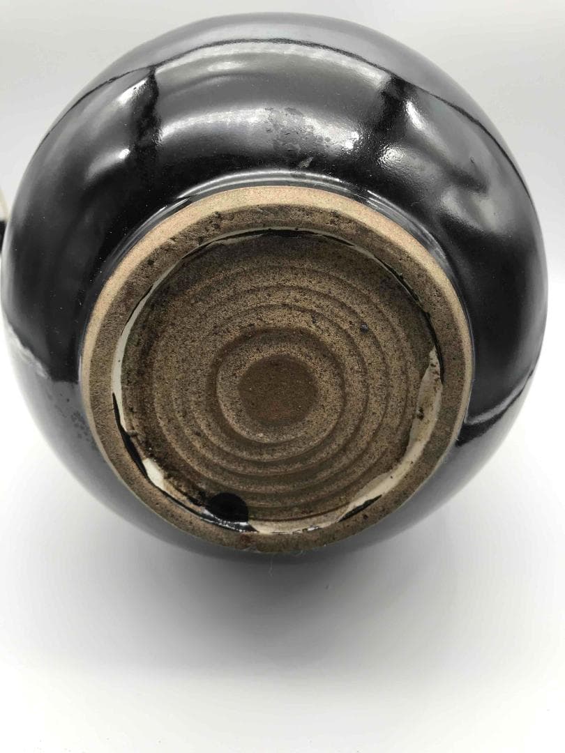 宋 吉州窯黑釉木葉紋玉壺春瓶 古賞物　時代物　唐物 中国古美術(C-32)