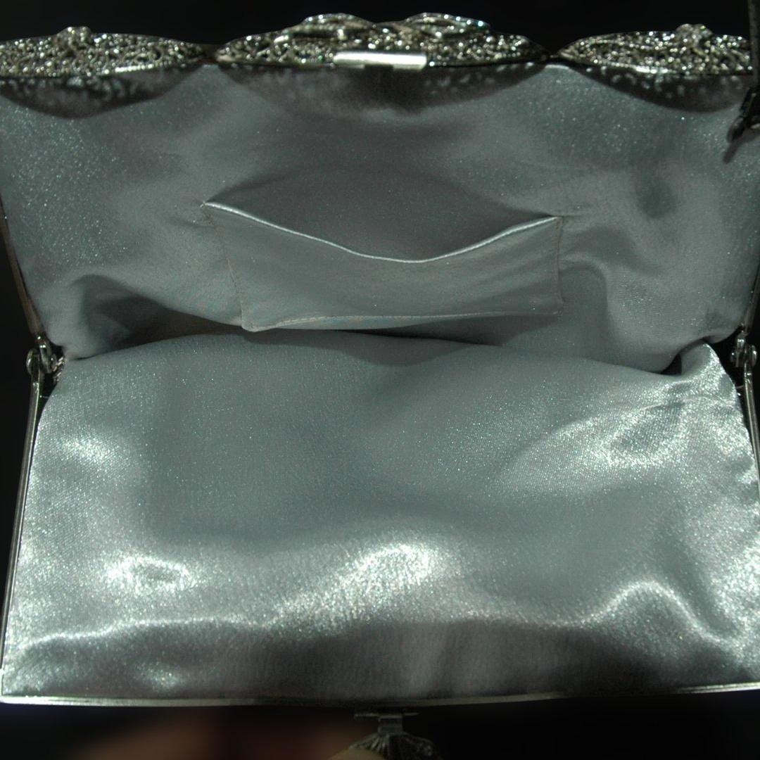 蝶と花のデリカビーズ織ハンドバッグ