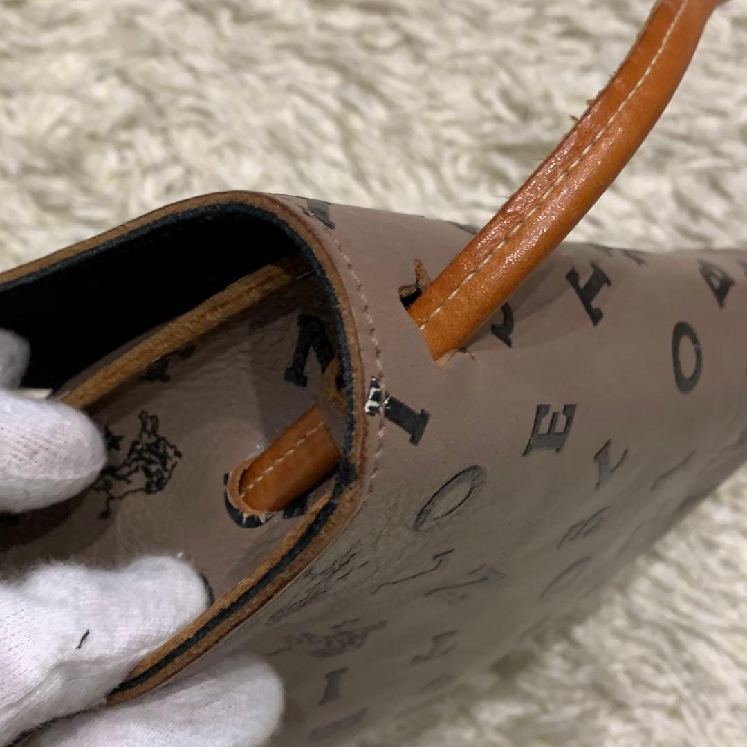 美品✨イルビゾンテ ショルダーバック 日本限定 ロゴ総柄 レザー グレージュ