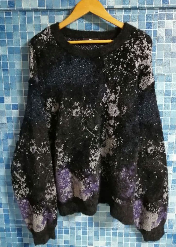 【黒 良品 キラキラ】即完売 HARE ラメアブストラクト ニット プルオーバー