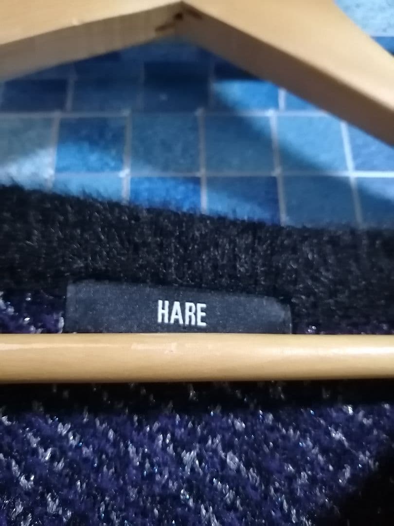【黒 良品 キラキラ】即完売 HARE ラメアブストラクト ニット プルオーバー