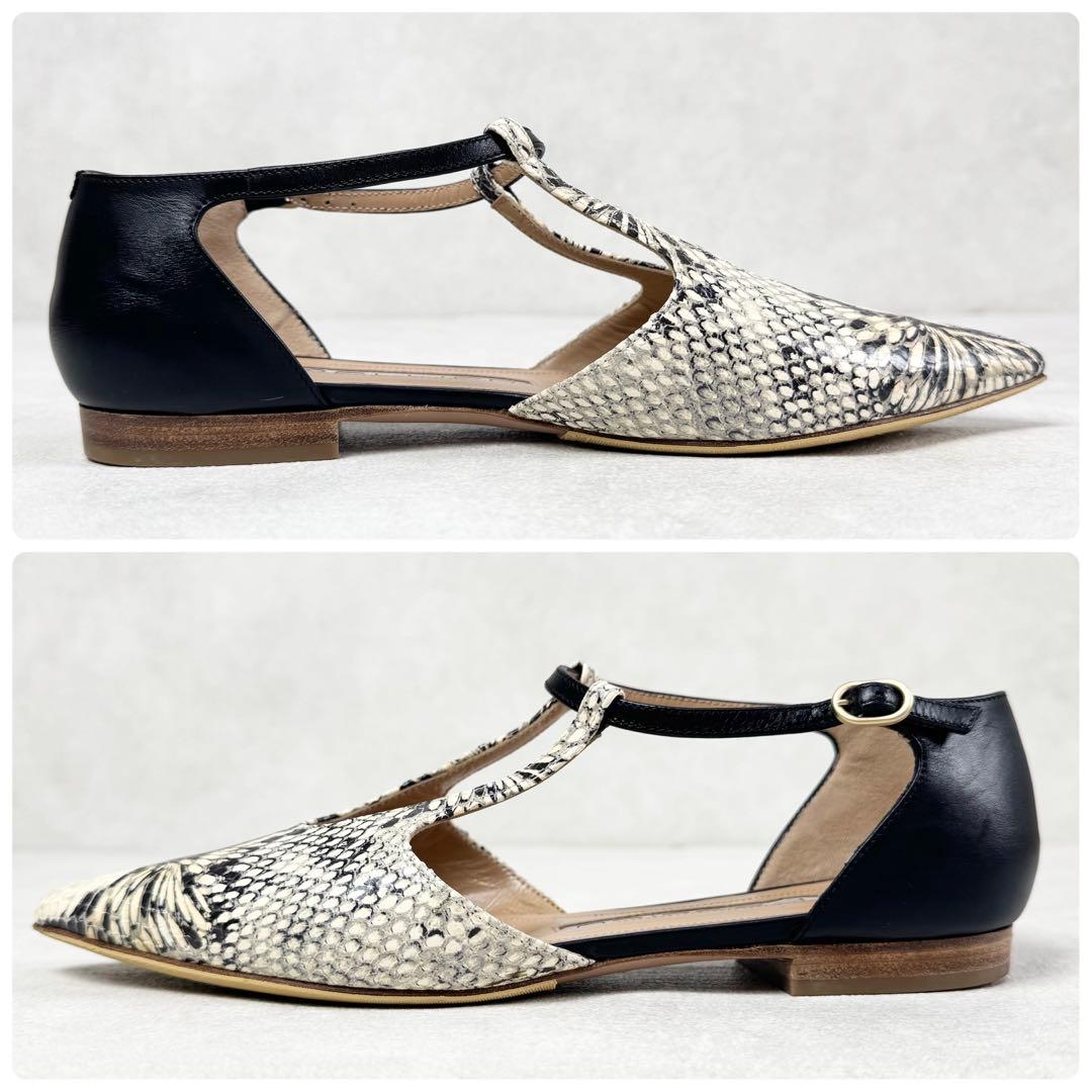 【極良品】ペリーコ　パイソン柄オープンパンプス　サンダル　ポインテッドストラップ