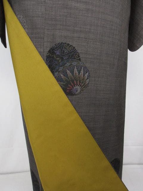 未着用に近い！純泥染＊７マルキ＊本場奄美大島紬＊着物＊横幅大＊１５２ｃｍ＊裄６６